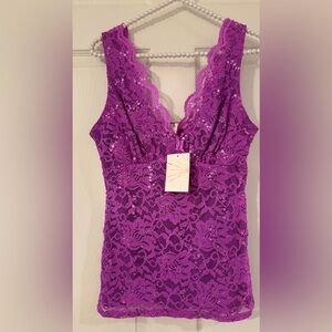 NEW. With tags Gorgeous Purple Lace Camisole top from Boston Proper.